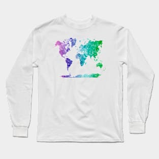 World map in watercolor Long Sleeve T-Shirt